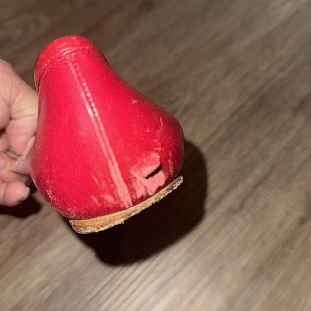 Burberry Red Leather Bow Charm Red Ballet Shoe Women Flats size-8 - Picture 6 of 8